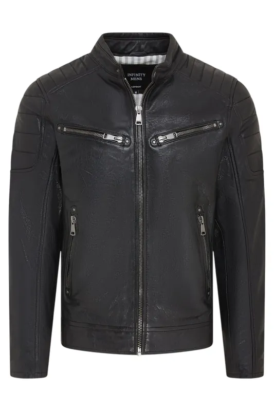 Modern Classic Leather Quilted Biker Jacket - Derry