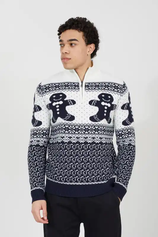 Quarter Zip Fairisle Christmas Jumper - Brave Soul