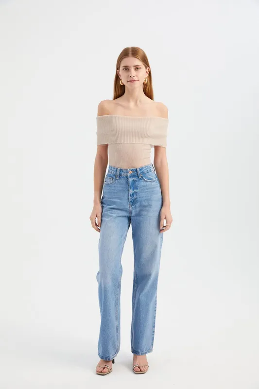 Knitted Ribbed Short-Sleeve Cropped Top