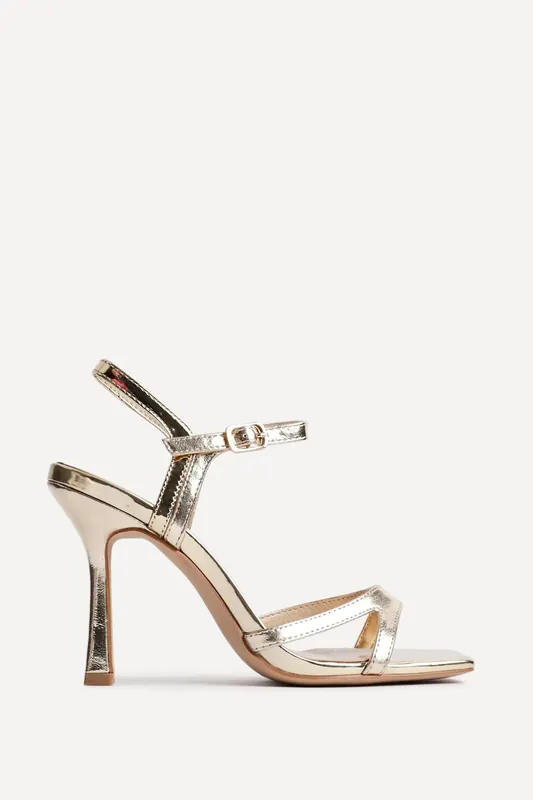 Empress Gold Faux Leather Heels - Linzi