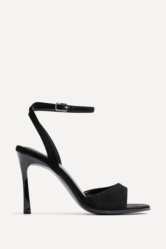 Jazz Black Faux Suede Stiletto High Heels - Linzi