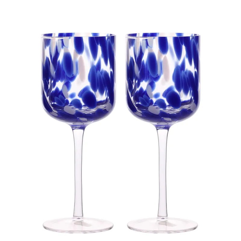 Blue Tortoise Shell Wine Glass Set of 2 - Hestia