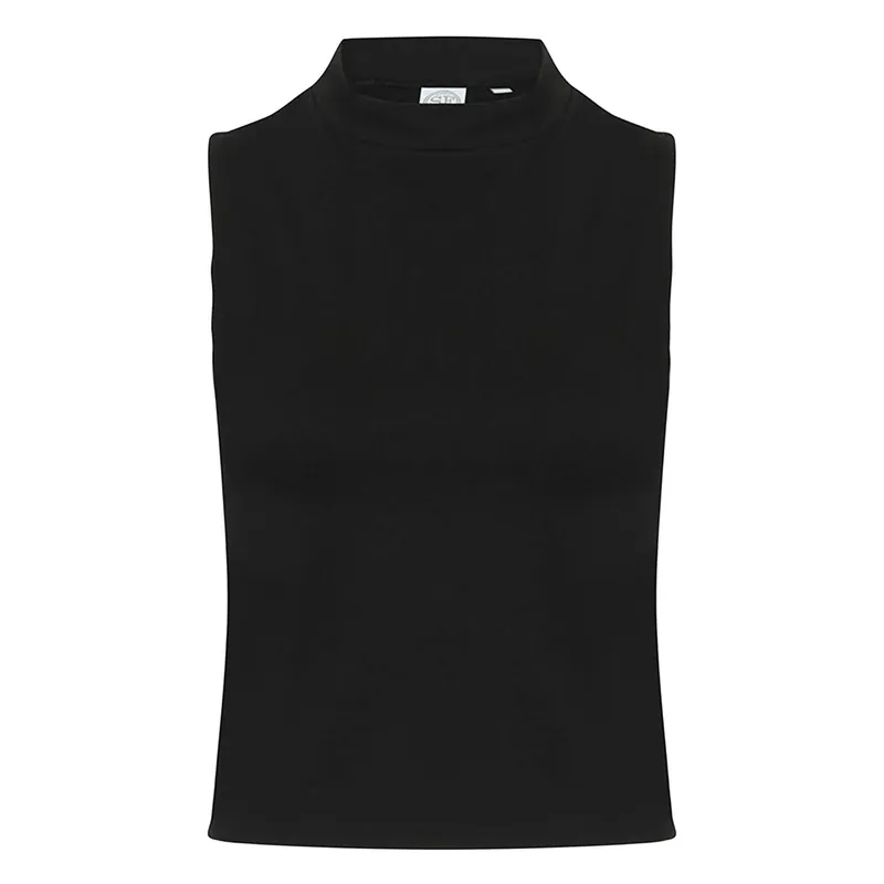 High Neck Crop Sleeveless Vest Top - Skinni Fit