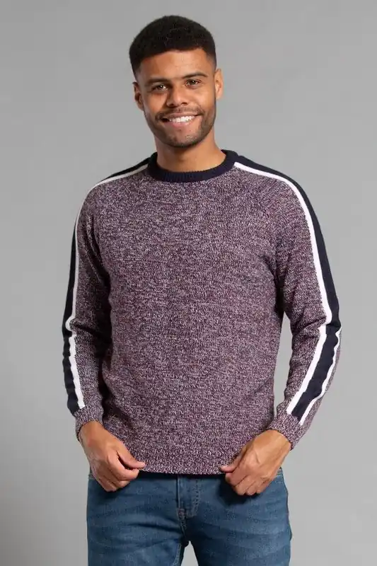 Crew Neck Jumper with Contrast Sleeve - Tokyo Laundry