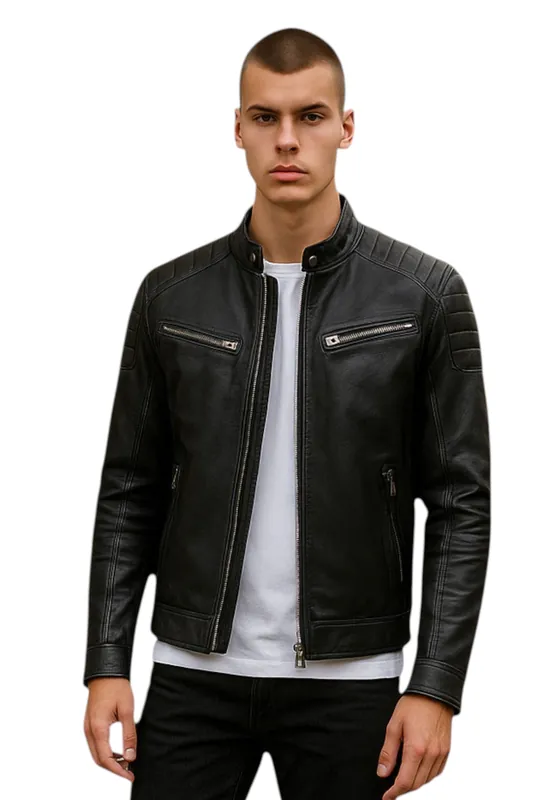 Mordern Leather Quilted Biker Jacket-Mackay