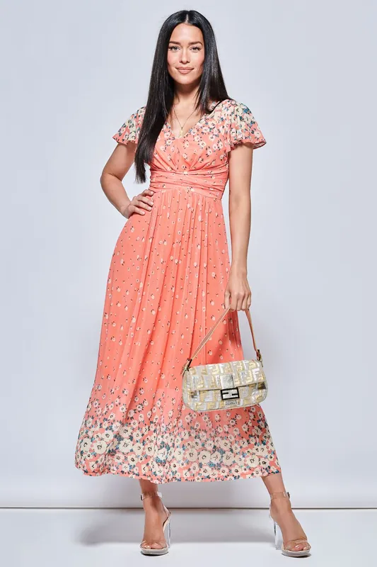 Mirrored Floral Print Mesh Maxi Dress - Jolie Moi