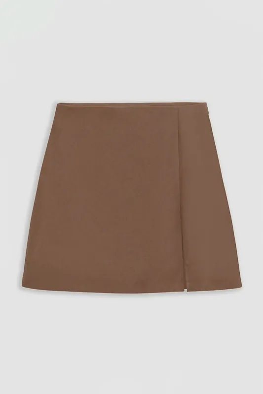 High Waist Mini Skirt with Slit - Hiccup