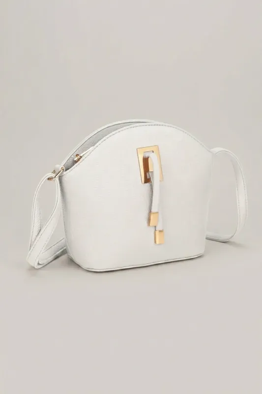 White Pebble Faux Leather Crossbody Bag - Femme Luxe