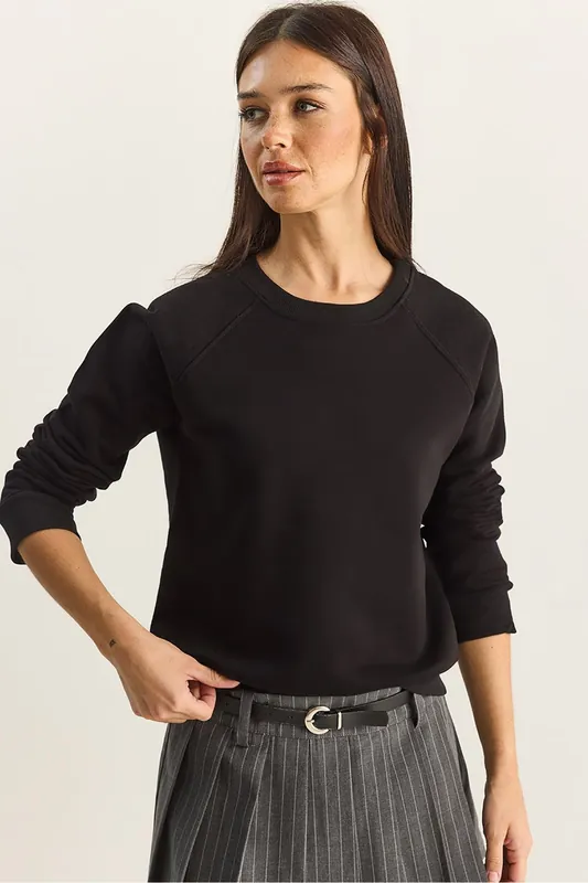 Relaxed Fit Crew Neck Knitted Sweatshirt - Bianco Lucci