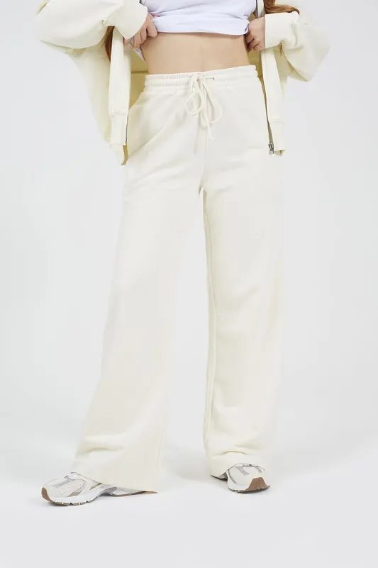 Cotton Blend Wide Leg Joggers - Brave Soul
