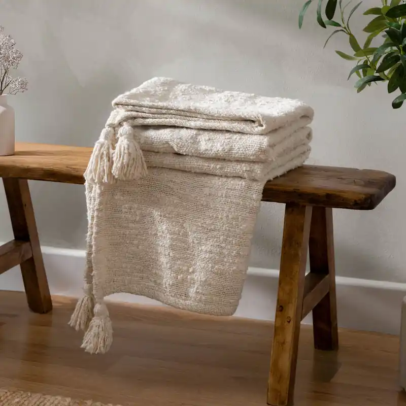 Heath Cotton Blend Tassel Throw - Yard