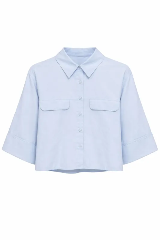 Short Sleeve Crop Poplin Shirt - MixRay