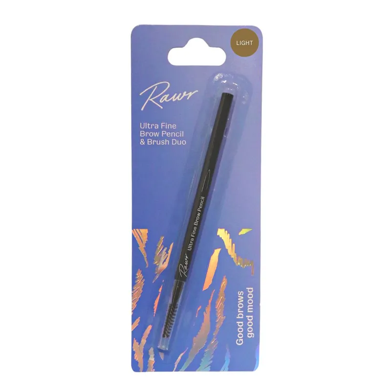 Ultra Fine Brow Pencil & Brush Light Brown - Rawr Beauty