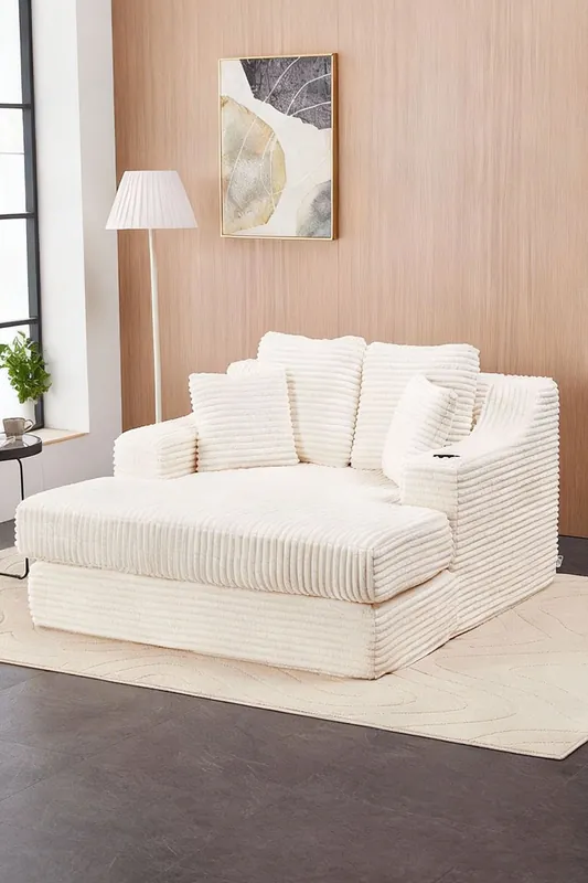 Corduroy Chaise Lounge Sofa Bed - Living and Home