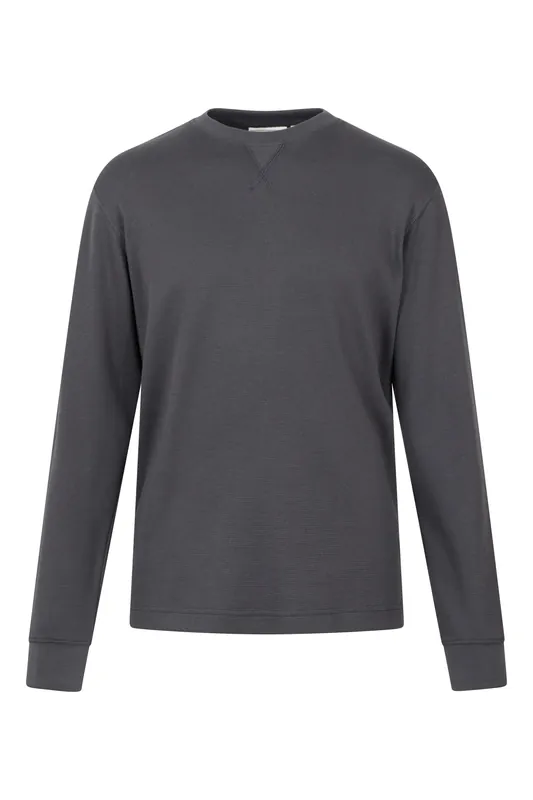 Tillsbury' Casual Textured Waffle Knit Long Sleeve Crew Neck T-Shirt