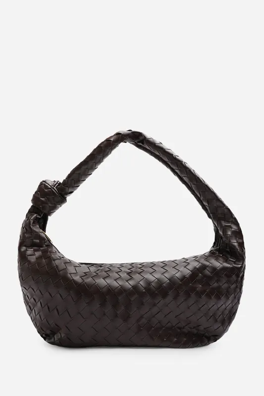 'Aqua' Knotted Strap Woven Shoulder Bag - Where's That From