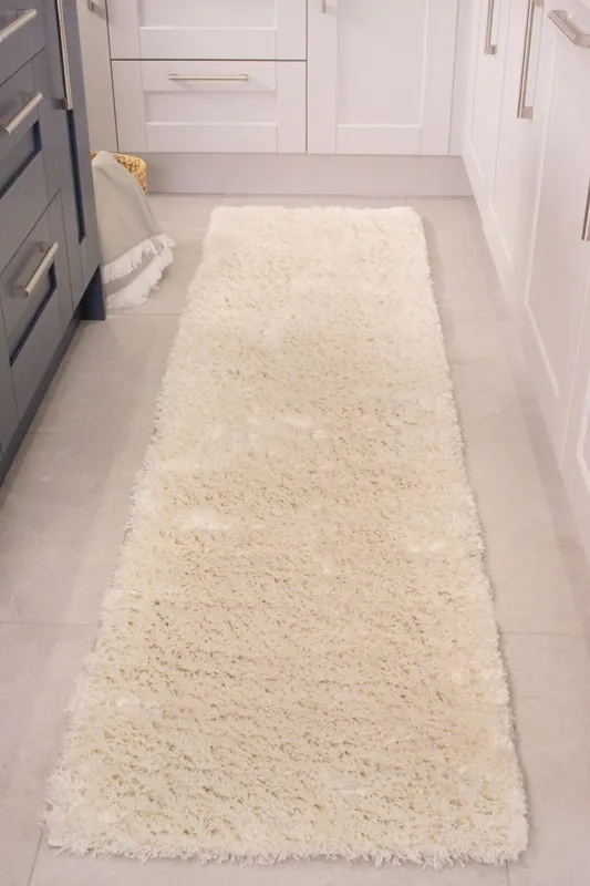 Runner Rug Cream Super Soft Shaggy Long Hallway Rugs - Kukoon