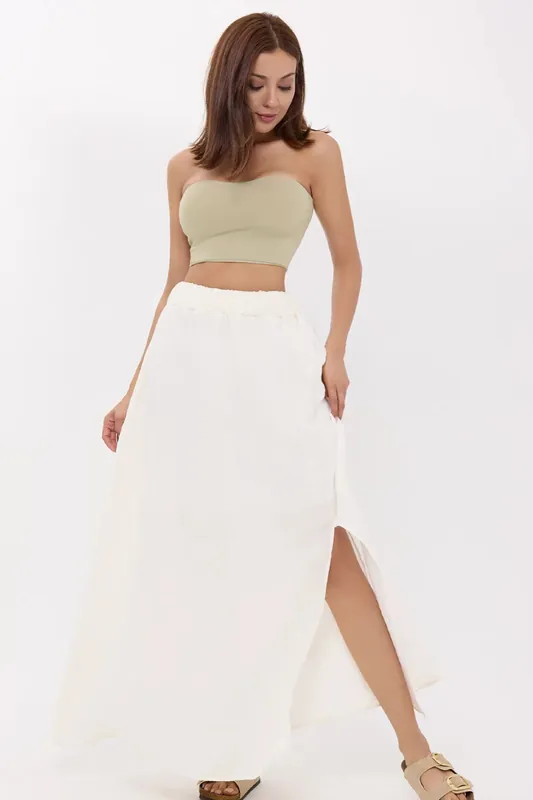 Solid Maxi Skirt with Slit - Hiccup