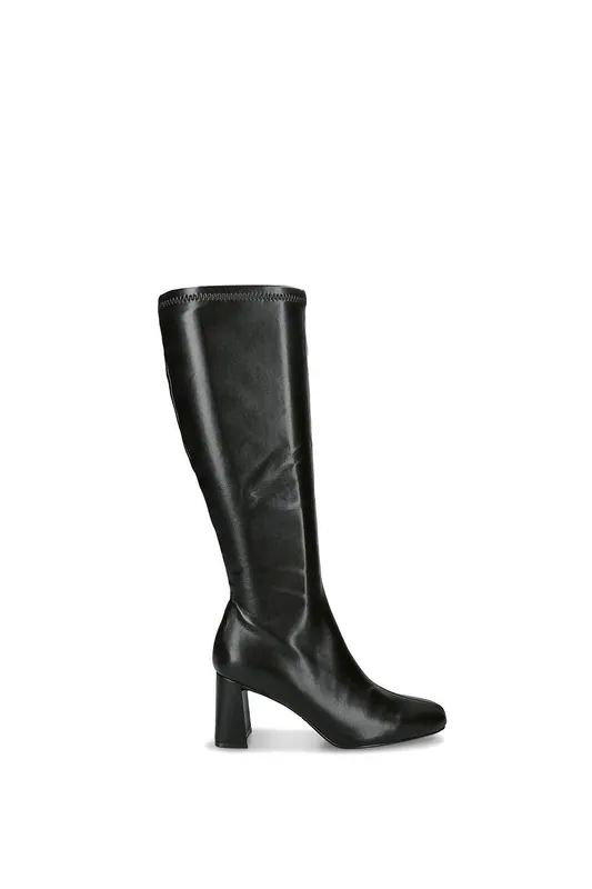 Holly Black Leather' Leather Boots - STEVE MADDEN