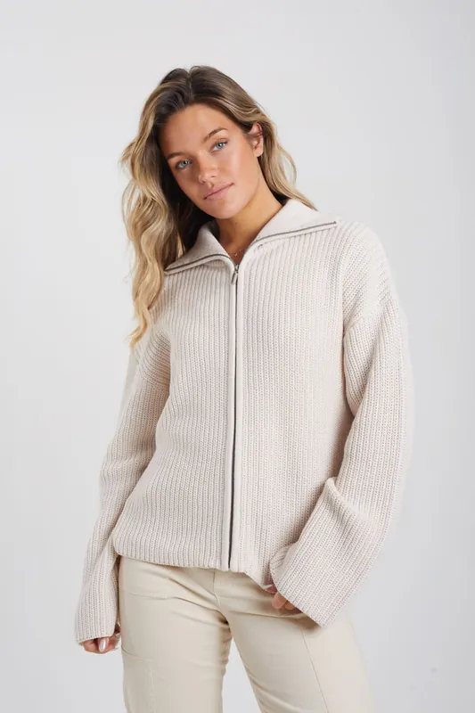 Zip Through Fisherman Knit Jacket - Brave Soul