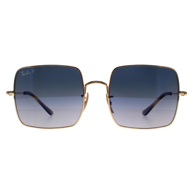 Square Polished Gold Blue Grey Gradient Polarized Square RB1971 - Ray-Ban