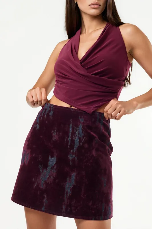 Textured Abstract Mini Skirt - QU Style