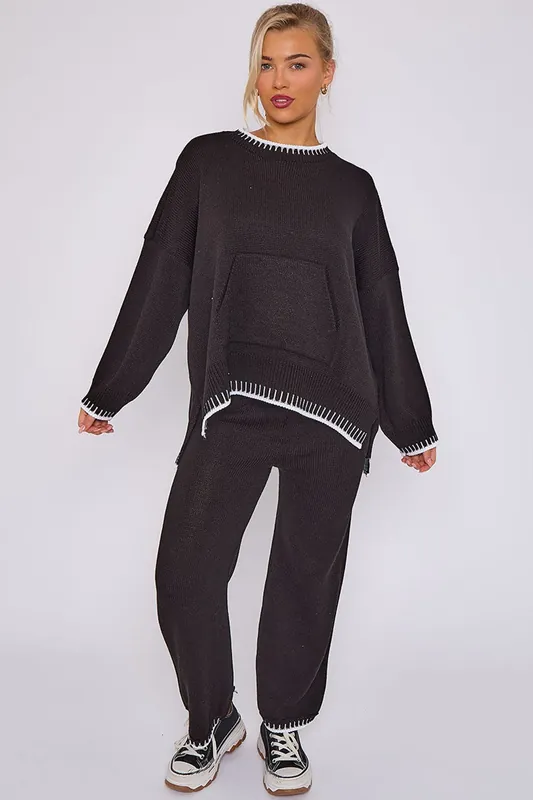 Stitch Detail Oversized Knitted Co-ord