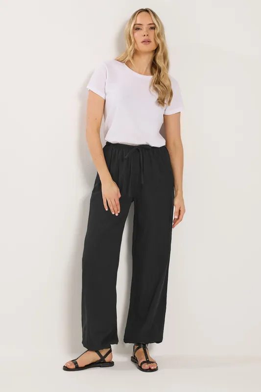 Tall Gathered Hem Textured Trousers - Long Tall Sally
