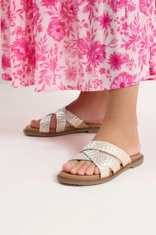 Woven Cross Strap Sandals In Wide E Fit - Yours