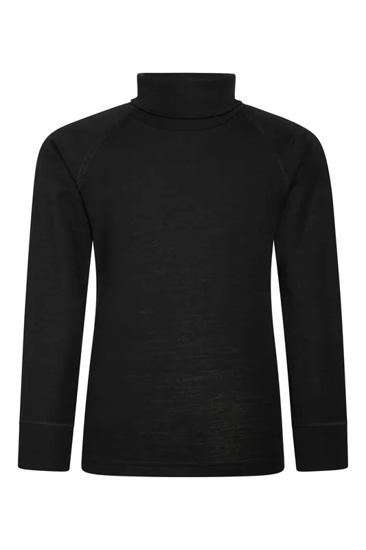Lightweight Warm and Comfy Merino Wool Roll Neck Base Layer Top - Mountain Warehouse