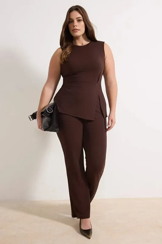Tailored Fit Sleeveless Structured Top and Slim Leg Trouser Co-ord Set