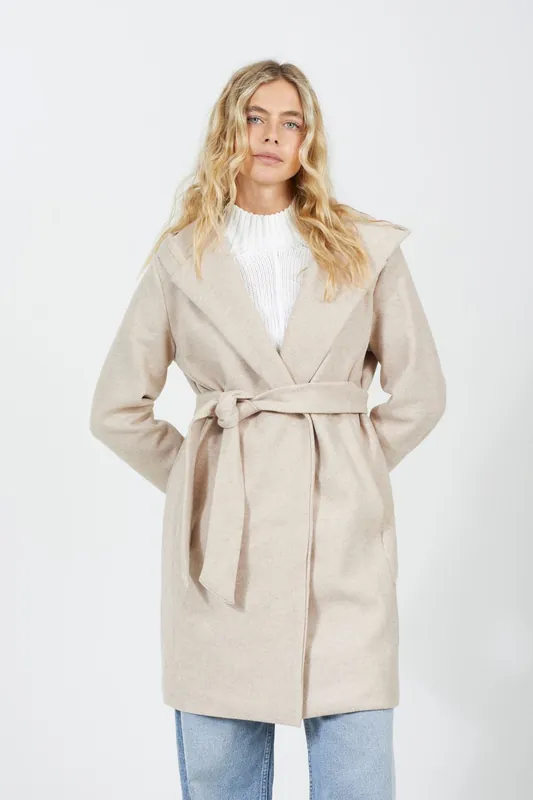 Long Hooded Jacket with Belt - Brave Soul