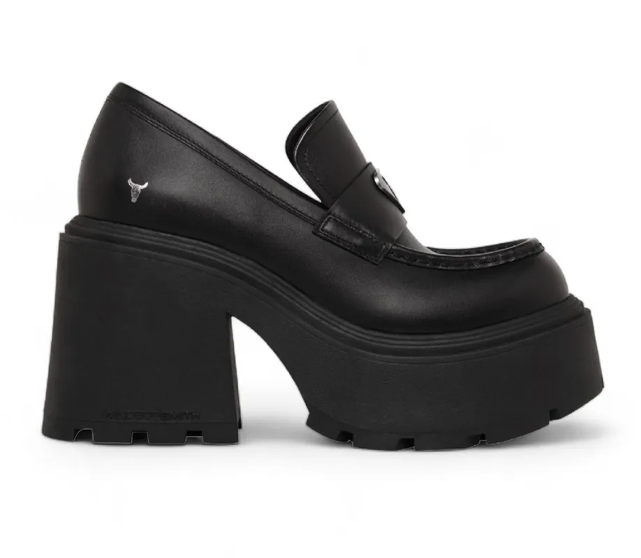 Slip On Block Heel Platform Loafer Leather Shoes - TruClothing