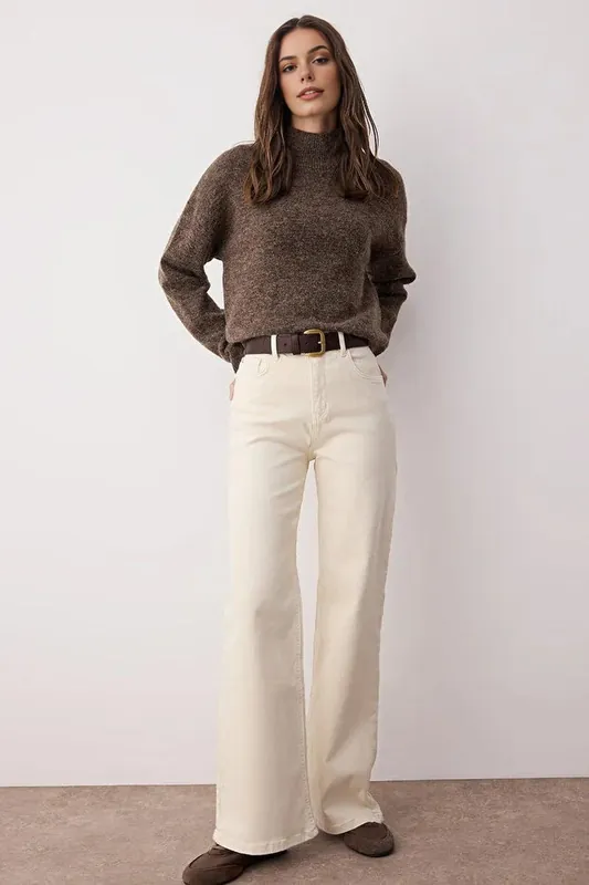 High Waist Wide Leg Jeans - WOVCOR