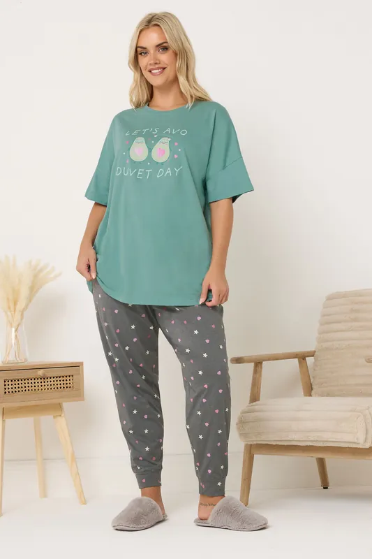 Avocado Graphic Cuffed Pyjama Set - Yours