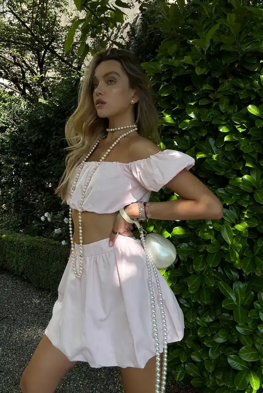 Light Pink Bardot Crop-Top