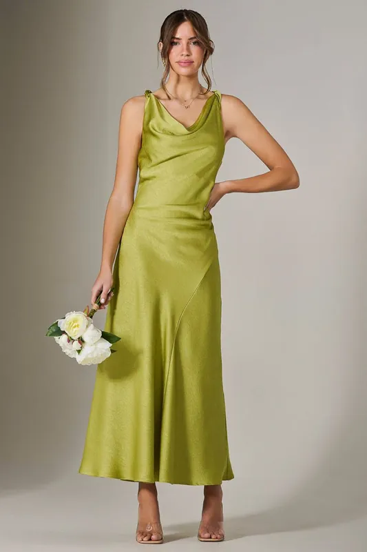Twisted Shoulder Cowl Neck Midaxi Dress - Jolie Moi