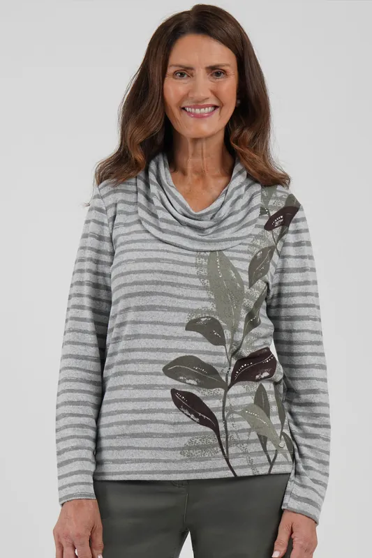 Stripe And Leaf Placement Top - Tigi