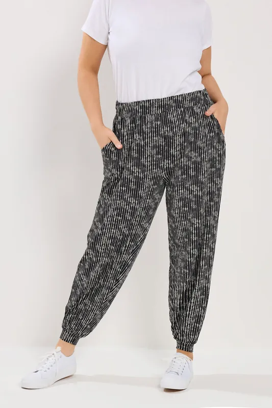 Textured Cuffed Harem Trousers - Yours