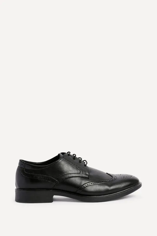 Marco Mens Black Faux Leather Brogues Shoes - Linzi