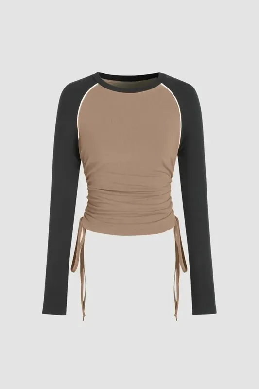 Color Blocked Crew Neck Top - Hiccup