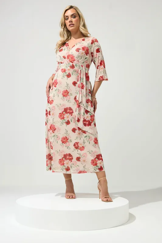 Floral Mesh Wrap Dress - Yours