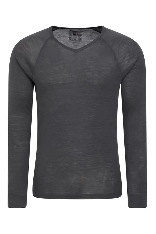 Lightweight Breathable V-Neck Long Sleeve Merino Rich Base Layer Top