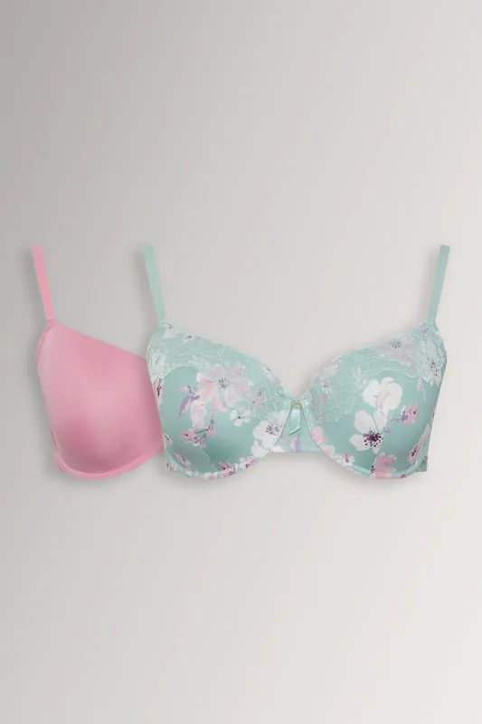 2 Pack Floral Print T-Shirt Bras