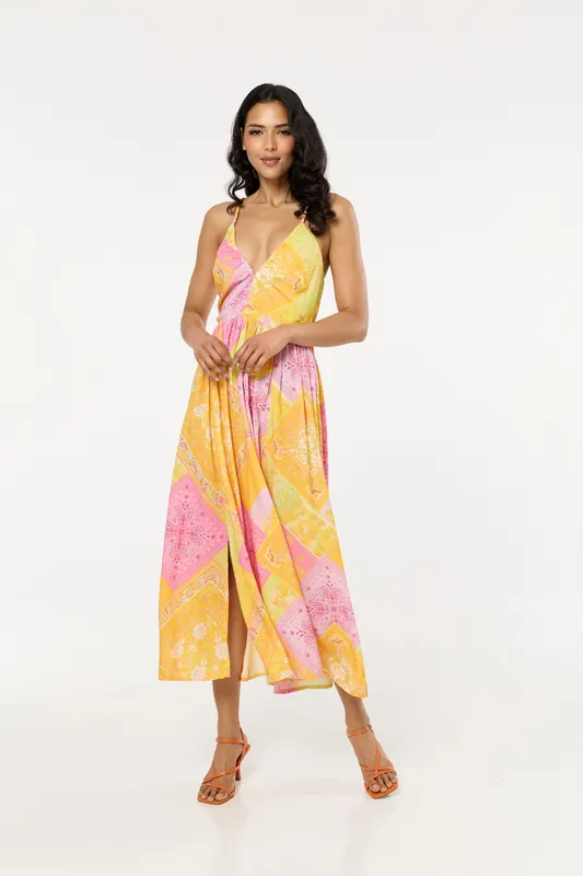 Paisley Print Open Back Maxi Dress - Liquorish