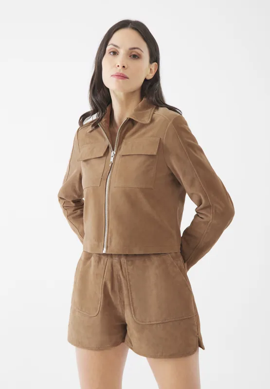 Real Suede Thea Zip Through Jacket - Bolongaro Trevor