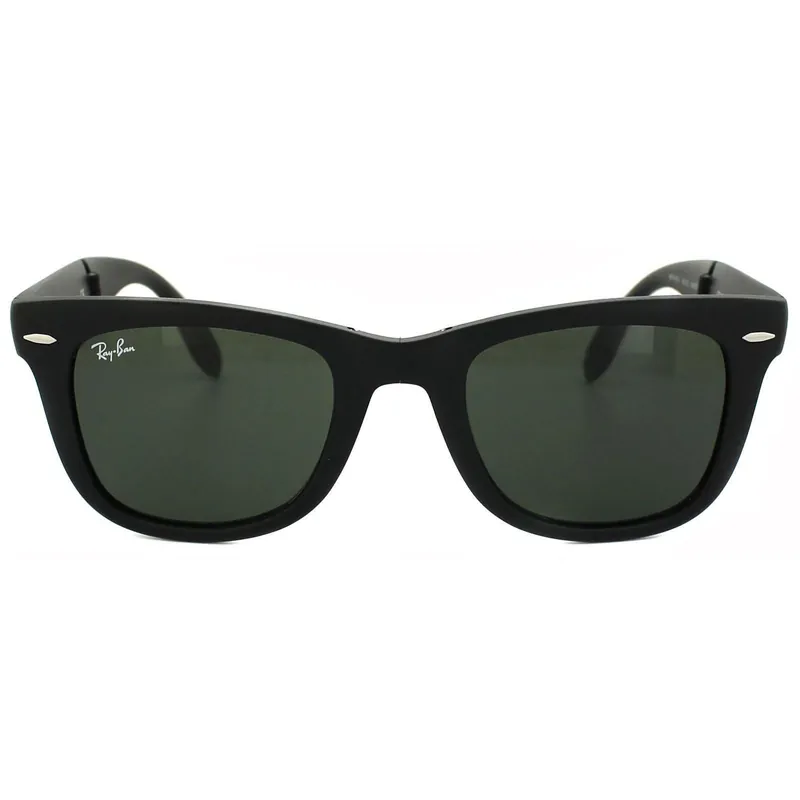 Rectangle Matt Black Green Folding Wayfarer 4105 Sunglasses - Ray-Ban