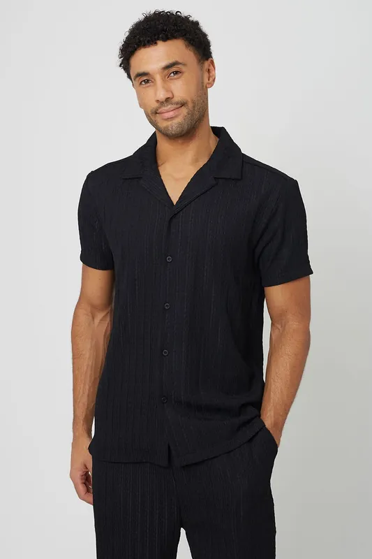 Textured Revere Collar Shirt - Brave Soul