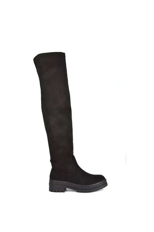 Rosalia' Flat Chunky Sole Over the Knee Thigh High Long Boots - XY London