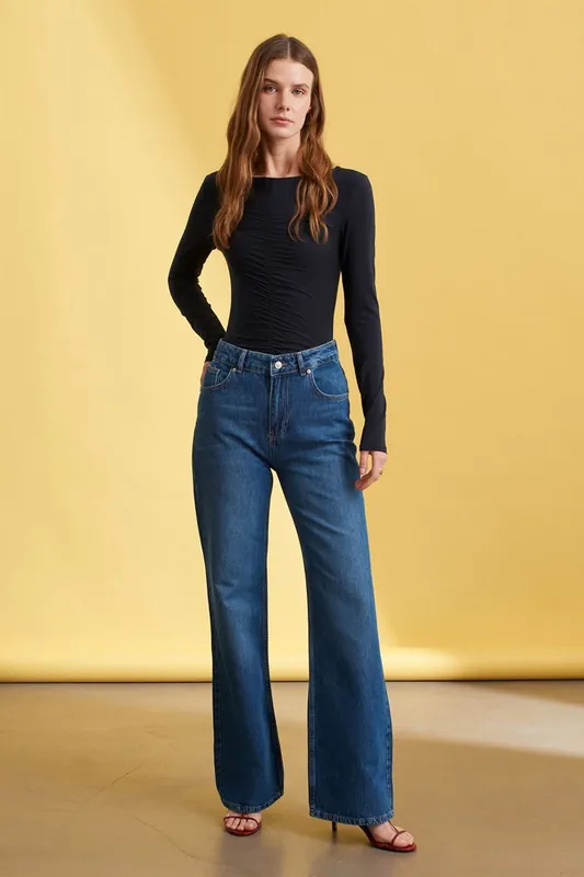 High-Waist Wide-Leg Denim Jeans